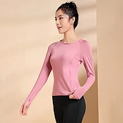 佳燦瑜伽服上衣女夏彈力晨跑健身服休閑T恤跑步服運動長袖緊身衣