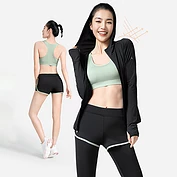 佳燦瑜伽服套裝女健身房跑步服防曬衣防紫外線戶外運(yùn)動(dòng)服夏快干衣