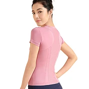 佳燦瑜伽T恤女瑜伽服上衣透氣排汗網(wǎng)布健身跑步運(yùn)動(dòng)彈力緊身衣