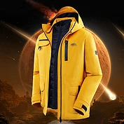 佳燦祝融系列羽絨服沖鋒衣男裝冬季潮牌三合一可拆卸加絨加厚外套